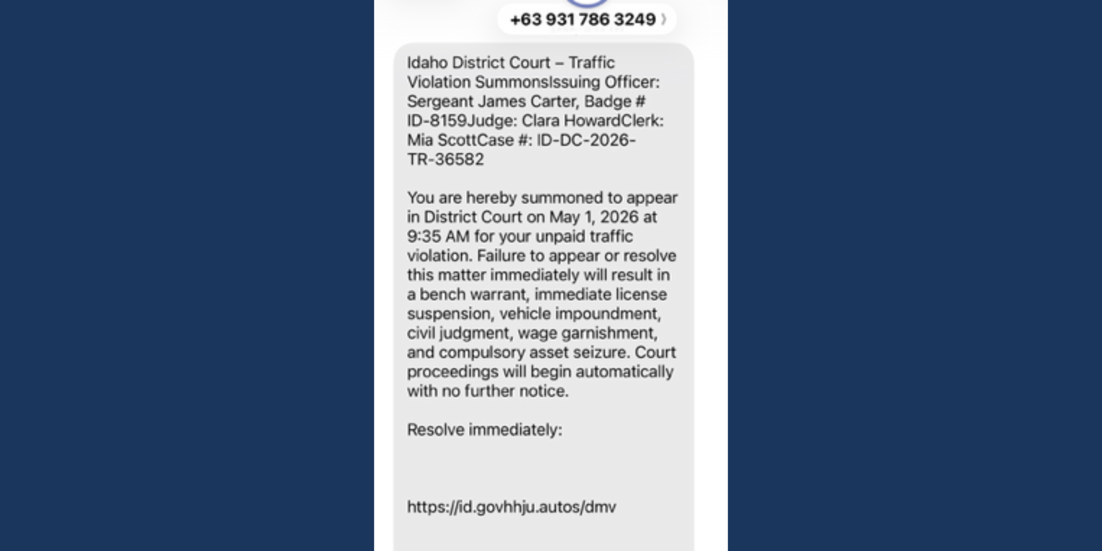 Beware of Fake Court Texts Demanding Money