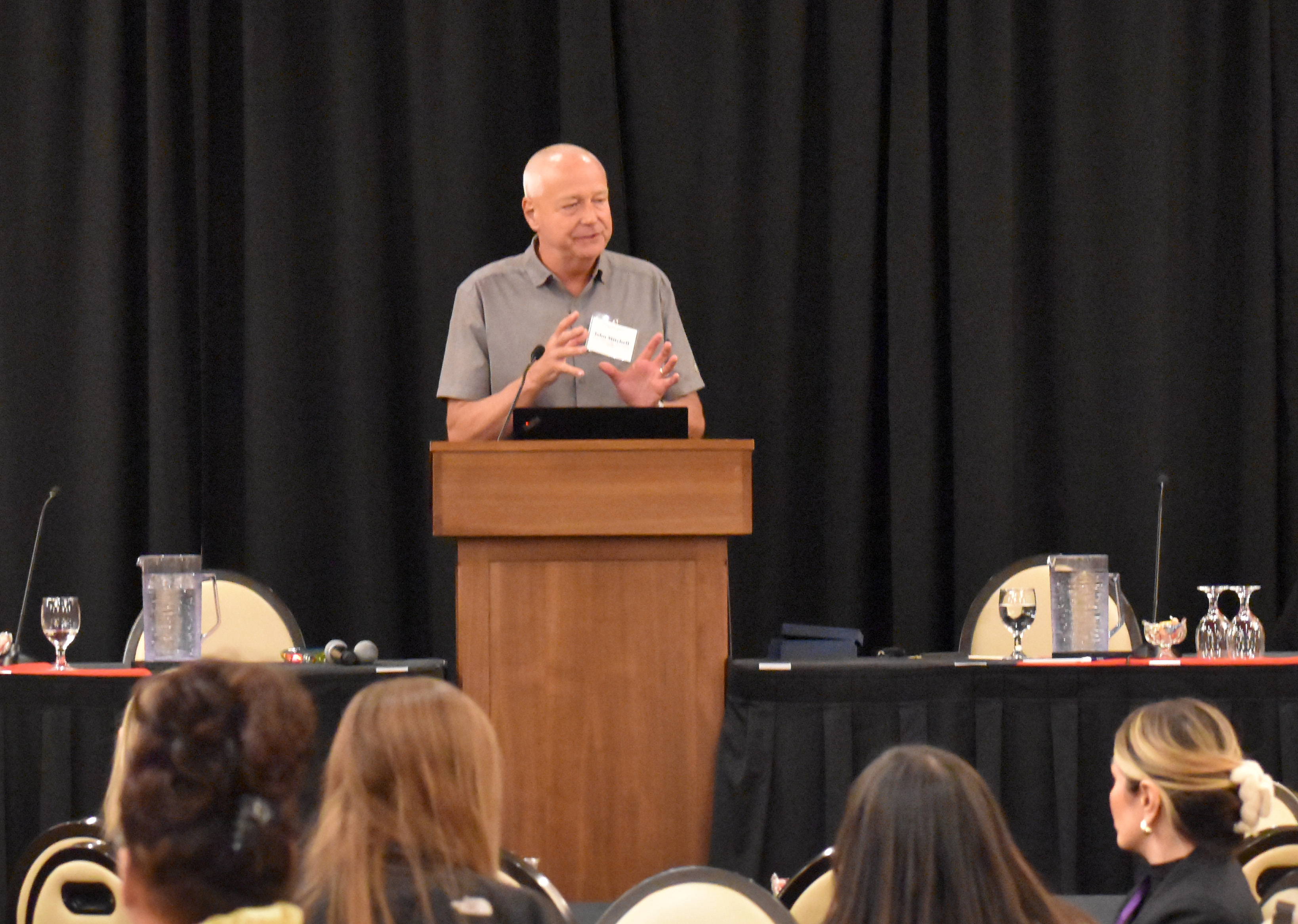 Judge John Mitchell speaks after receiving the Daniel T. Eismann Award for Excellence in Treatment Courts.