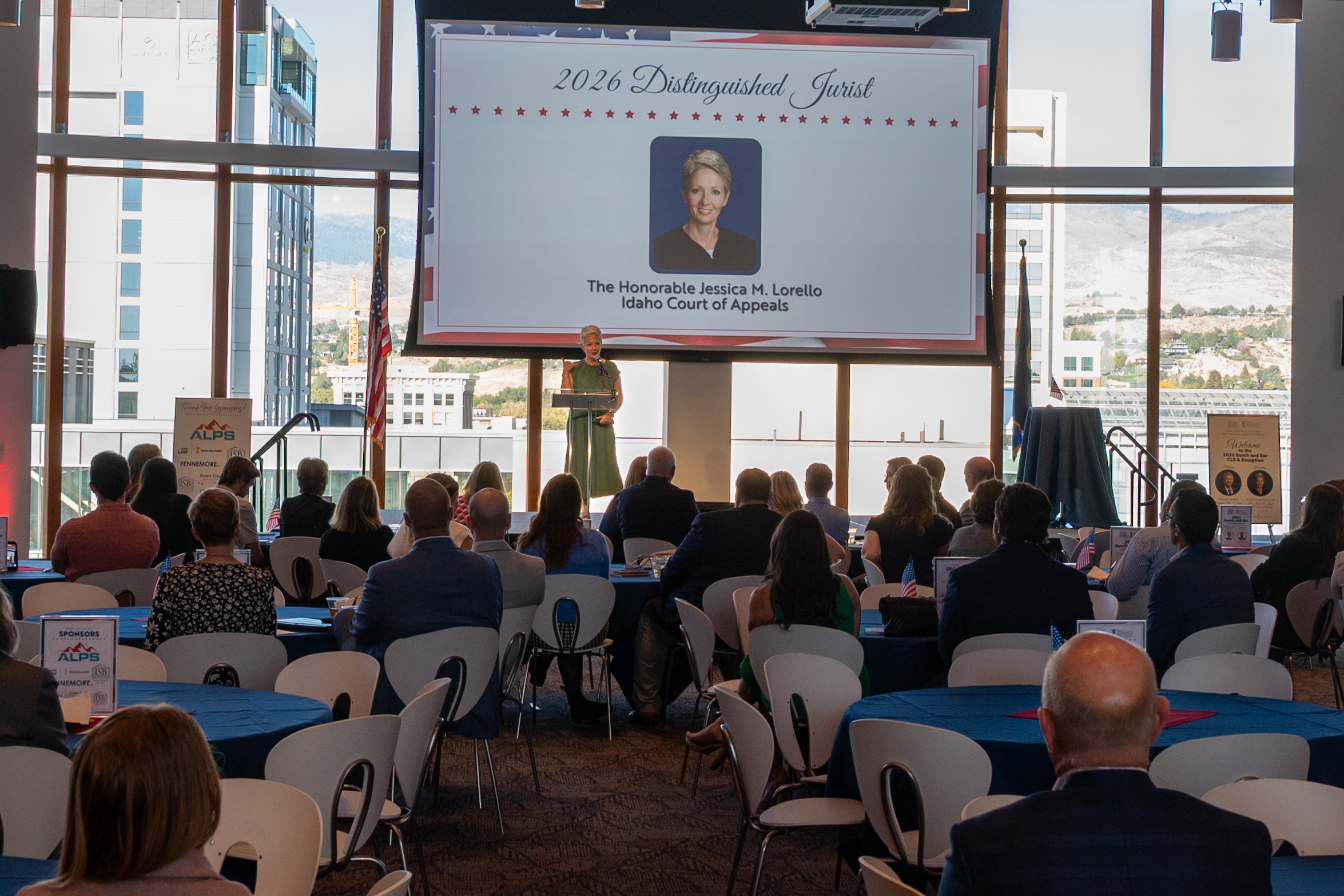 Court of Appeals Judge Jessica Lorello speaks to members of the Idaho State Bar.