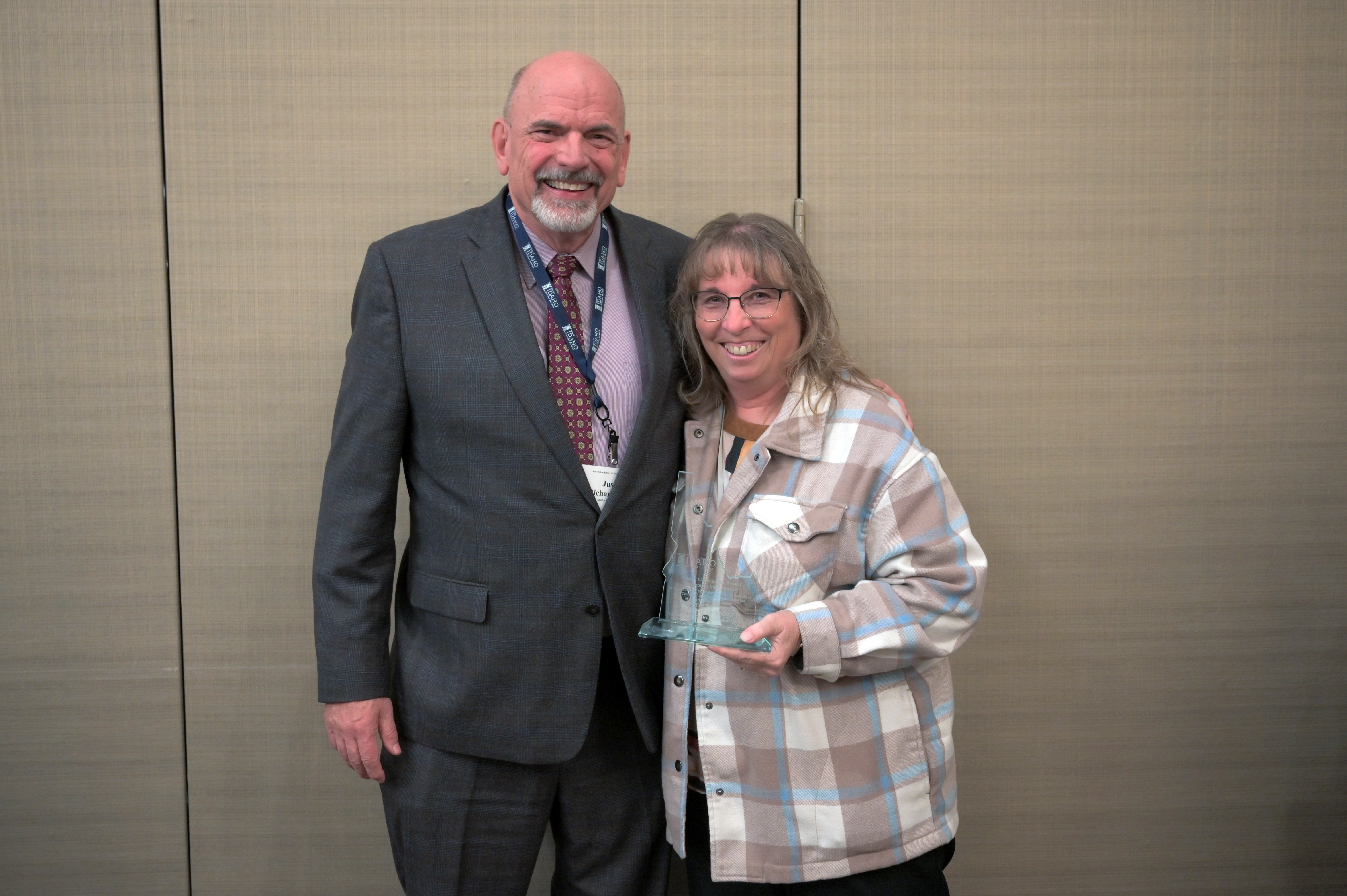Justice G. Richard Bevan, left, and Cassia County Deputy Court Clerk Robin Carpenter.